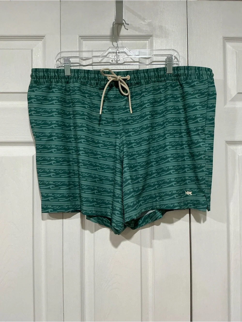 💙 Humankind Men’s Green Swimsuit Trunks Wave Pattern 2XL (01253)